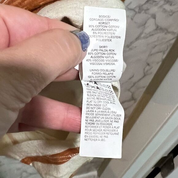 LUCKY BRAND DRESS GRECIAN BEADED COLLAR IKAT KNIT SKIRT STRIPED BODICE T BACK M - Picture 8 of 9